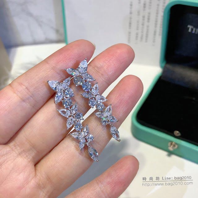 Tiffany純銀飾品 蒂芙尼女士專櫃爆款馬眼全鑽花簇系列耳環耳釘 Tiffany八心八箭耳環耳釘  zgt1591